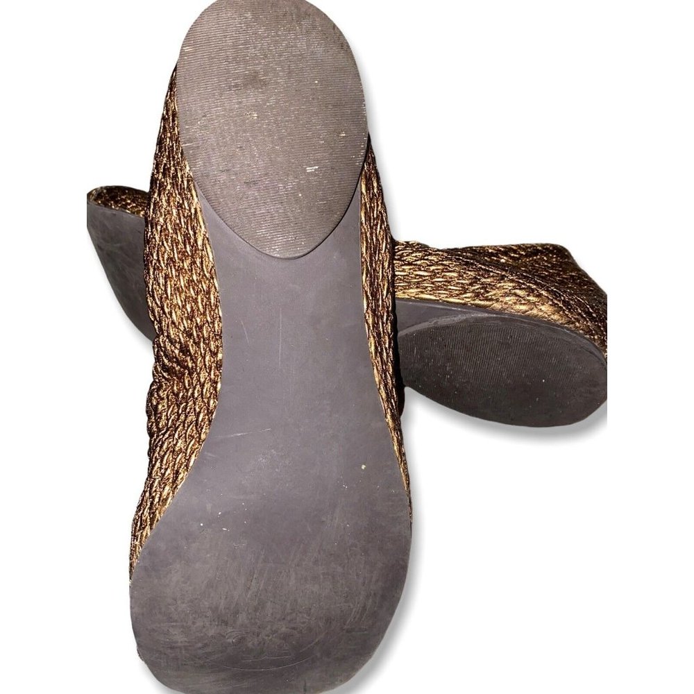 Tory Burch Anne Marie Leather Quilted Metallic Ballet Flats Bronze Size 7 - Picture 7 of 8